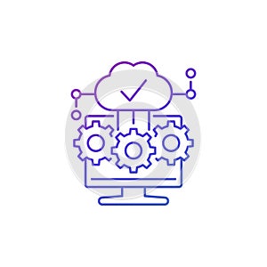 Cloud computing software icon, thin line vector