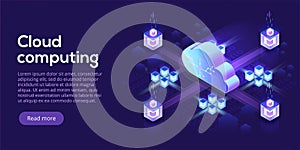 Cloud computing or storage isometric vector illustration. 3d hos