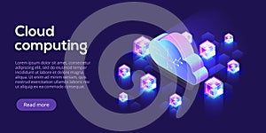 Cloud computing or storage isometric vector illustration. 3d hos