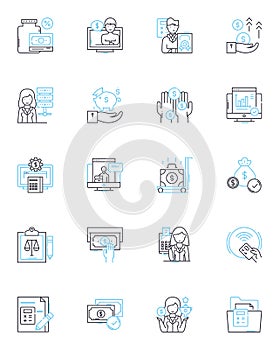 Cloud computing and storage linear icons set. Virtualization, Scalability, Accessibility, Mobility, Security, Backup