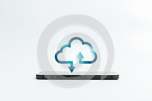 Cloud computing storage network Concept, Smartphone with cloud storage icon. Technology wireless cloud technology. security
