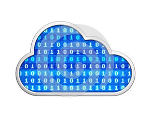 Cloud Computing Symbol with Binary Code Isolated
