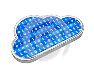 Cloud Computing Symbol with Binary Code Isolated