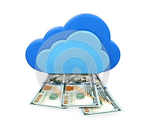 Cloud Computing Symbol with Dollar Bills