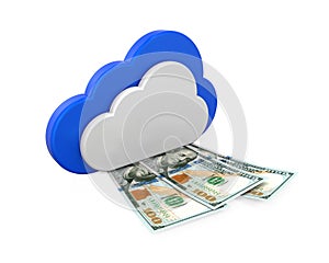 Cloud Computing Symbol with Dollar Bills