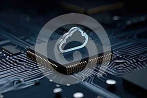 Cloud computing symbol growing on a central processing unit