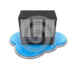 Cloud Computing Symbol with Server Rack