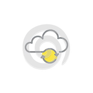Cloud computing sync line icon