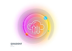 Cloud computing sync line icon. Internet data storage sign. Gradient blur button. Vector
