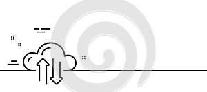 Cloud computing sync line icon. Internet data storage sign. Minimal line pattern banner. Vector