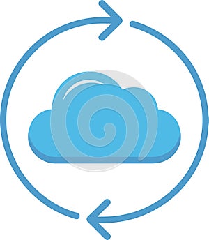 Cloud Computing Synchronization Data Refresh with Arrows and Cloud Icon Vector