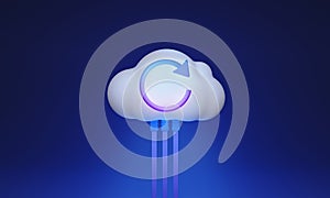 Cloud computing system concept, 3D illustration. Information storage and server management