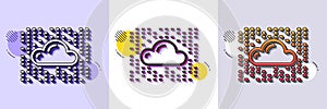 Cloud computing system line icon. Internet data storage sign. Halftone dotted pattern. Vector