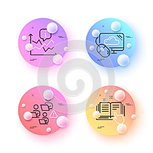 Cloud computing, Teamwork and Chart minimal line icons. For web application, printing. Vector