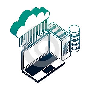 cloud computing with teamwork and icon data server