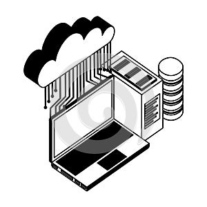 cloud computing with teamwork and icon data server