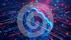Cloud computing technology abstract background with digital circuit design concept art image