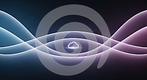 Cloud computing technology abstract background with glowing lines and cloud icon design concept