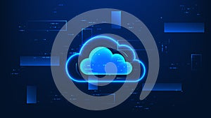 Cloud computing technology background cloud processing data with digital network connections, representing online systems, data