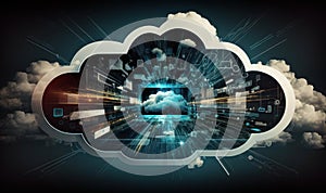 Cloud computing technology. Beautiful colorful illustration. style. Generative AI