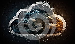 Cloud computing technology. Beautiful colorful illustration. style. Generative AI