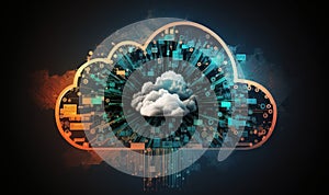 Cloud computing technology. Beautiful colorful illustration. style. Generative AI