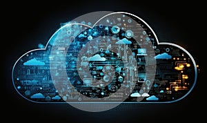 Cloud computing technology. Beautiful colorful illustration. style. Generative AI