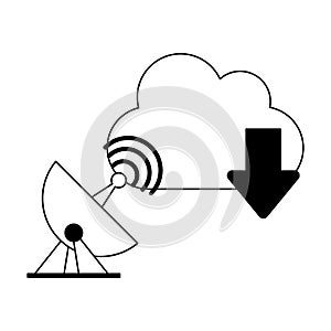 Cloud computing technology in black and white