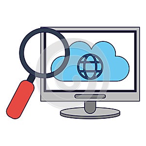 Cloud computing technology blue lines