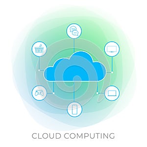 Cloud Computing technology business vector icon. Internet online storage concept. Network access on demand