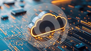 Cloud computing technology on circuit board concept