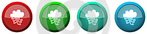 Cloud computing, technology, circuit, data round glossy web icon set, colorful buttons isolated on white background