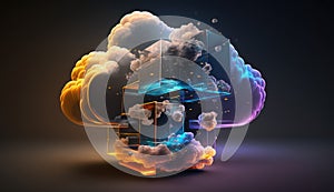 Cloud computing technology concept. Futuristic illustration AI generated