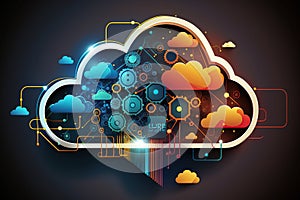 Cloud computing technology concept background created by generative AI