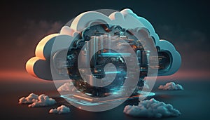 Cloud computing technology concept background, digital