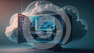Cloud computing technology concept background, digital