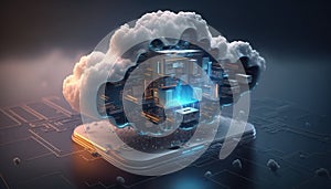 Cloud computing technology concept background, digital