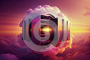 Cloud computing technology concept. Cyber security. Smart city and digital cloud big data center. Generative AI.