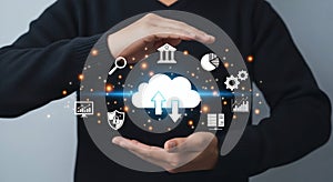 Cloud Computing Technology Concept Data Security, Analytics, Storage Management