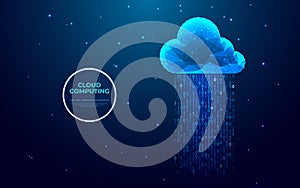 Cloud computing technology concept. Digital cloud and binary code