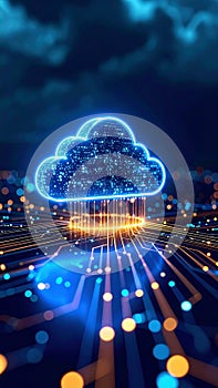 Cloud computing technology concept with digital data network connections