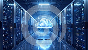 Cloud Computing Technology Concept in Modern Data Center Server Room