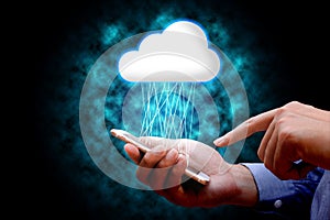 Cloud computing, technology connectivity concept, Businessman us