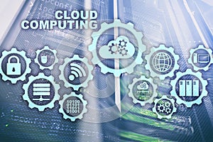 Cloud Computing, Technology Connectivity Concept on server room background