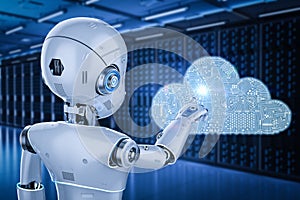 Cloud computing technology with cute robot