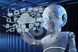 Cloud computing technology with cute robot