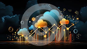Cloud Computing Technology with Data Analytics Visualization and Growth Concept