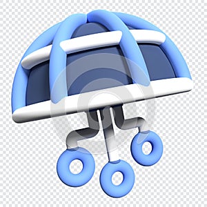 Cloud computing technology. Cloud data center with hosting server. Cloud service 3d rendering. Network and database. Cloud storage
