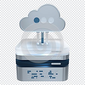 Cloud computing technology. Cloud data center with hosting server. Cloud service 3d rendering. Network and database. Cloud storage