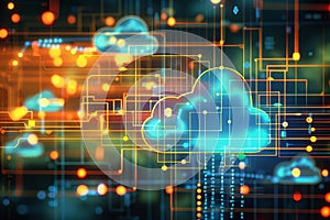 Cloud Computing Technology, Data Storage, and Network Connection Concept with Abstract Background
